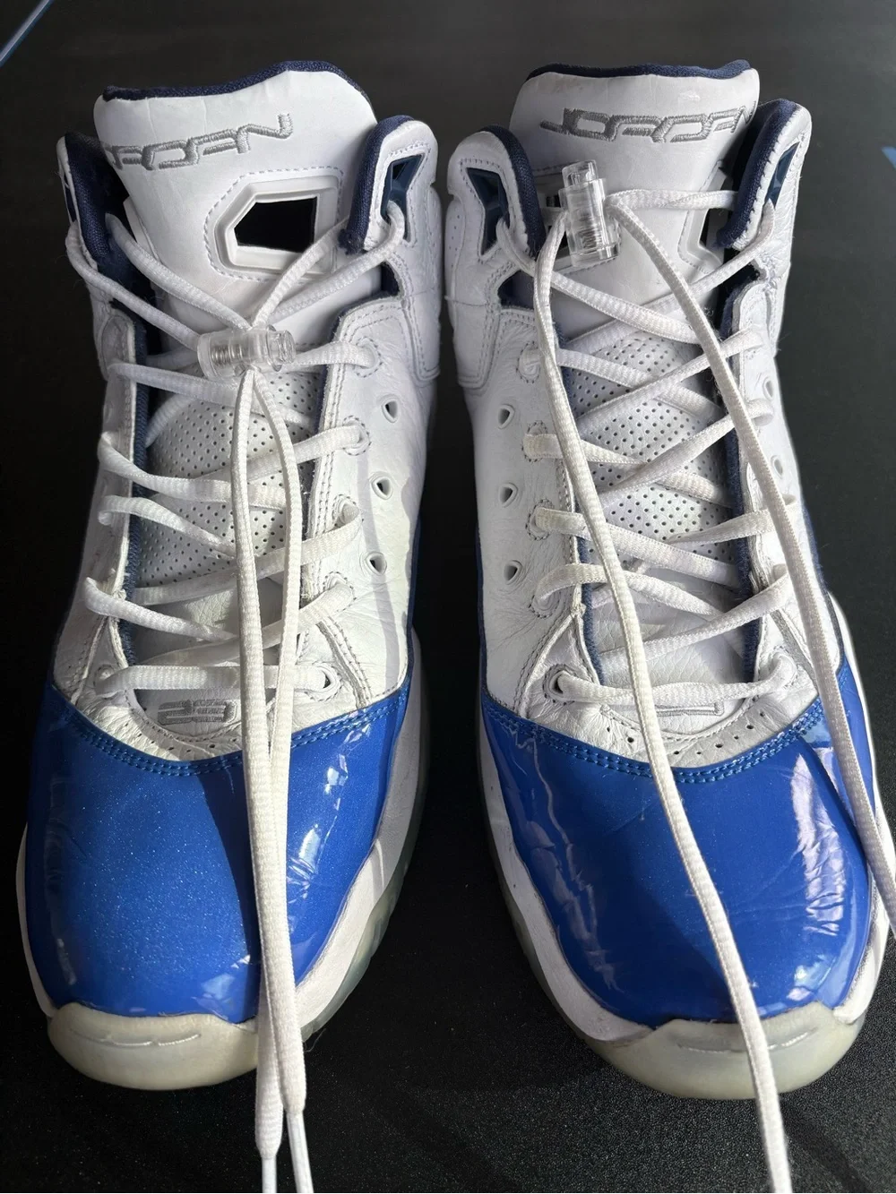 Jordan Retro 11 Style White Blue Silver Basketball Sneakers Size 12